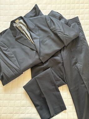 Banana Republic Men's Black Pinstripe Suit Jacket & Pants - Size 42L, 35/32